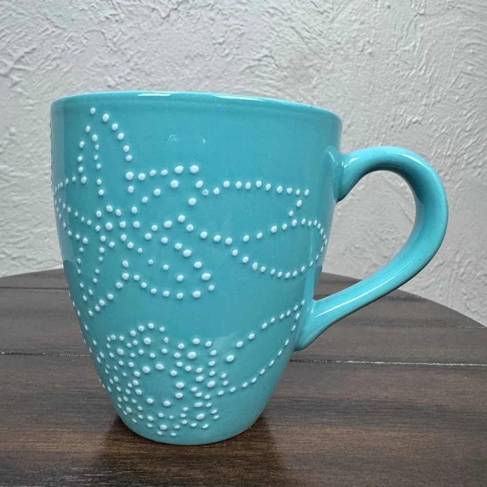 Vintage 2006 Starbucks Blue Embossed 12oz Coffee Mug Tea Cocoa